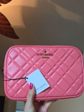 Kurt Geiger Pink Quilted Camera Crossbody Bag